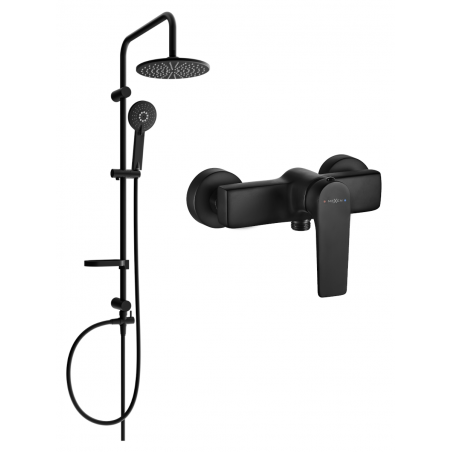 Mexen Carl zestaw prysznicowy natynkowy z deszczownicą i baterią prysznicową Lynx, czarny - 745940240-70