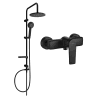 Mexen Carl zestaw prysznicowy natynkowy z deszczownicą i baterią prysznicową Lynx, czarny - 745940240-70