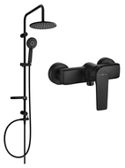 Mexen Carl zestaw prysznicowy natynkowy z deszczownicą i baterią prysznicową Lynx, czarny - 745940240-70
