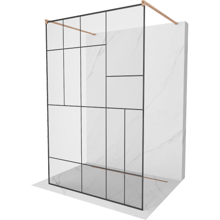 Mexen Kioto ścianka prysznicowa wolnostojąca 120 x 200 cm, czarny wzór 8 mm, miedź szczotkowana - 800-120-002-65-78