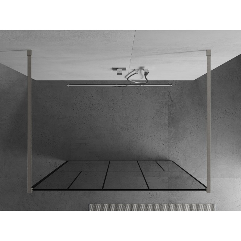 Mexen Kioto ścianka prysznicowa wolnostojąca 110 x 200 cm, czarny wzór 8 mm, nikiel szczotkowany - 800-110-002-97-78