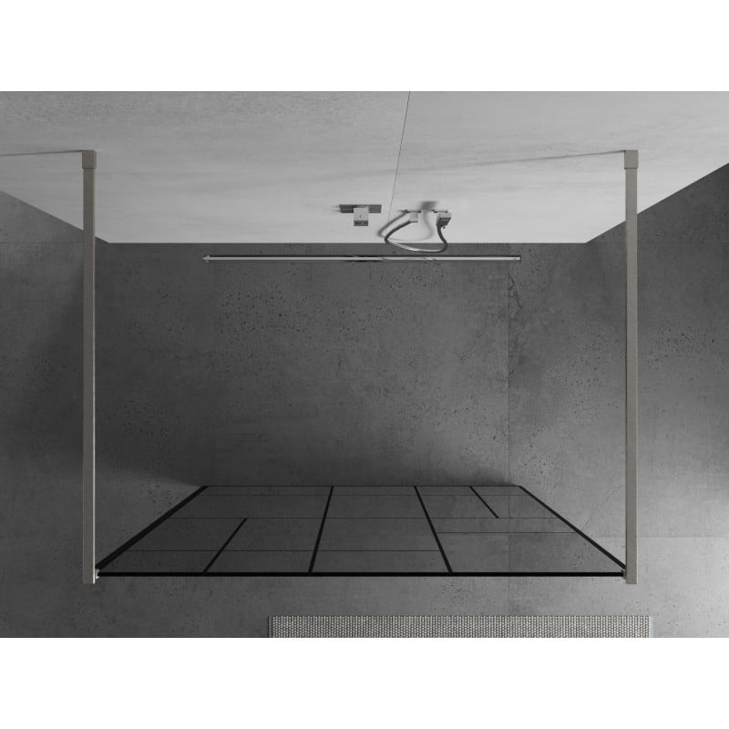 Mexen Kioto ścianka prysznicowa wolnostojąca 130 x 200 cm, czarny wzór 8 mm, nikiel szczotkowany - 800-130-002-97-78