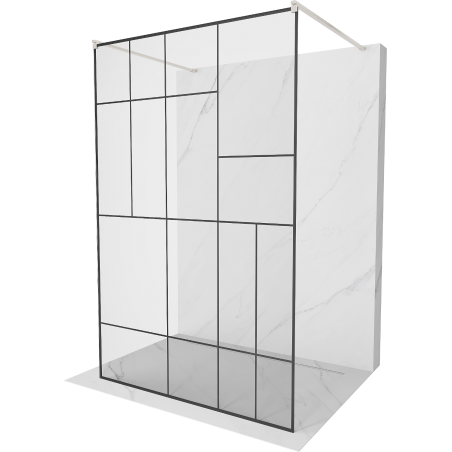 Mexen Kioto ścianka prysznicowa wolnostojąca 140 x 200 cm, czarny wzór 8 mm, nikiel szczotkowany - 800-140-002-97-78