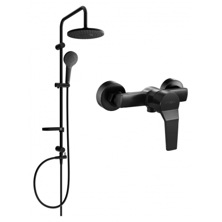 Mexen Erik zestaw prysznicowy natynkowy z deszczownicą i baterią prysznicową Caro, czarny - 746640205-70