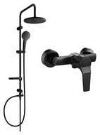 Mexen Erik zestaw prysznicowy natynkowy z deszczownicą i baterią prysznicową Caro, czarny - 746640205-70