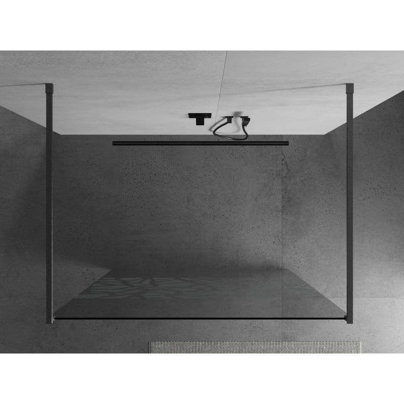 Mexen Kioto ścianka prysznicowa wolnostojąca 130 x 200 cm, biały wzór 8 mm, gun gray szczotkowany - 800-130-002-66-85