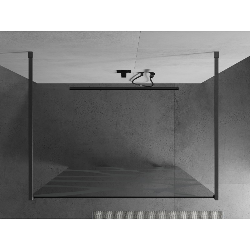Mexen Kioto ścianka prysznicowa wolnostojąca 120 x 200 cm, biała fala 8 mm, gun gray szczotkowany - 800-120-002-66-97