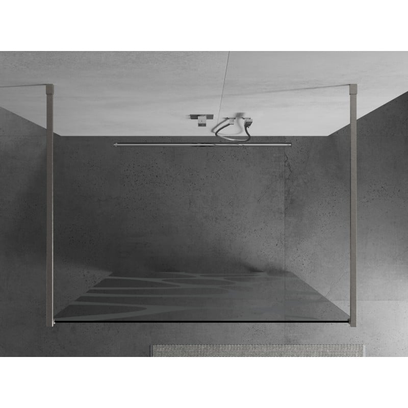 Mexen Kioto ścianka prysznicowa wolnostojąca 110 x 200 cm, biała fala 8 mm, nikiel szczotkowany - 800-110-002-97-97