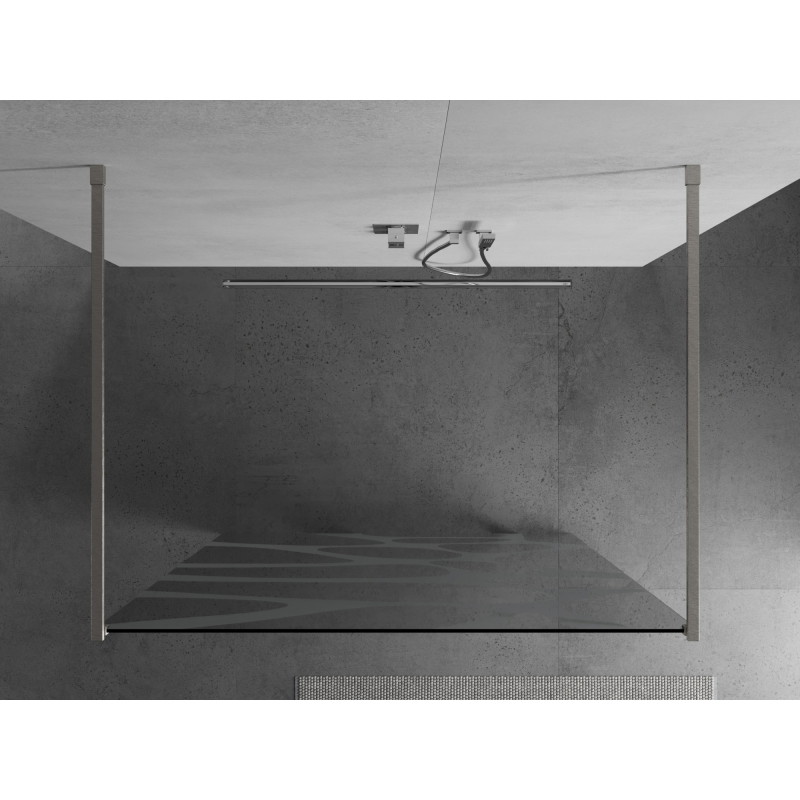 Mexen Kioto ścianka prysznicowa wolnostojąca 130 x 200 cm, biała fala 8 mm, nikiel szczotkowany - 800-130-002-97-97