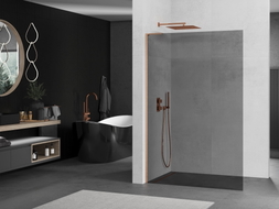 Mexen Kioto L ścianka prysznicowa Walk-in 80 x 200 cm, grafit, miedź szczotkowana - 800-080-103-65-40