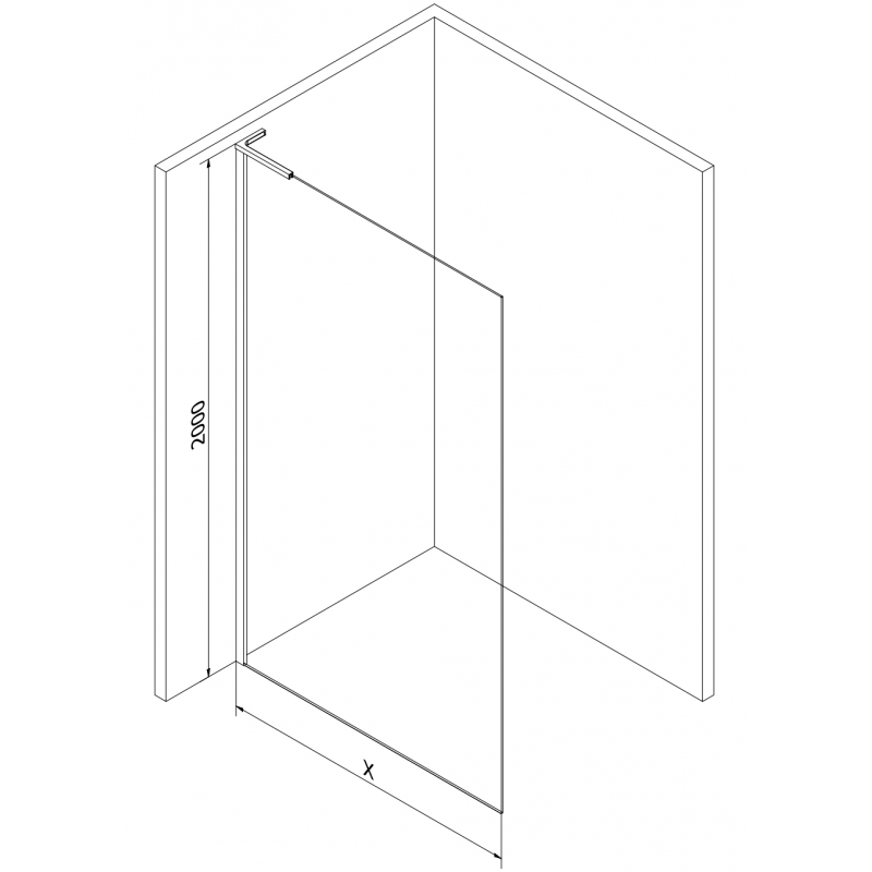 Mexen Kioto L ścianka prysznicowa Walk-in 60 x 200 cm, czarna ramka, chrom - 800-060-103-01-70
