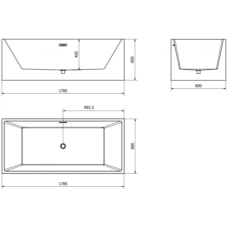 Mexen Vigo wanna wolnostojąca 178,5 x 80 cm, biała/czarna, przelew złoty szczotkowany - 51251788075-55