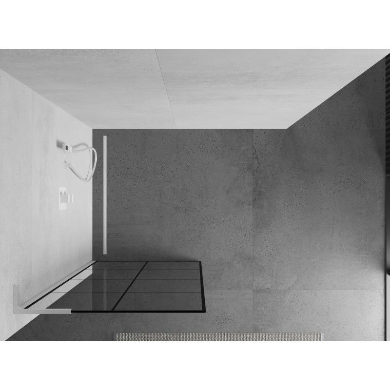 Mexen Kioto L ścianka prysznicowa Walk-in 70 x 200 cm, czarna kratka, biała - 800-070-103-20-77