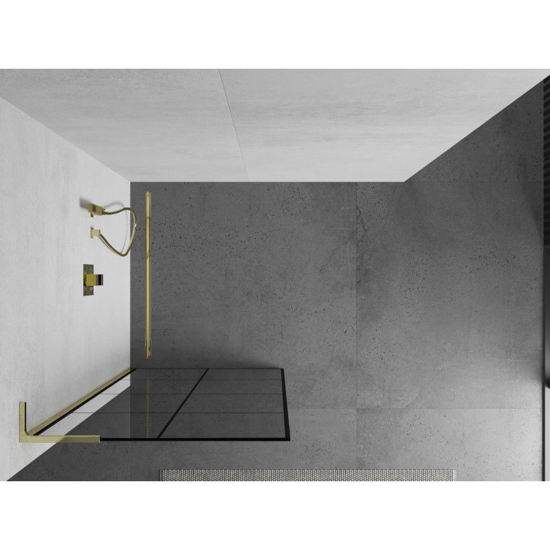 Mexen Kioto L ścianka prysznicowa Walk-in 70 x 200 cm, czarna kratka, złota - 800-070-103-50-77