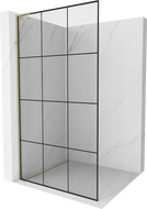 Mexen Kioto L ścianka prysznicowa Walk-in 110 x 200 cm, czarna kratka, złota - 800-110-103-50-77