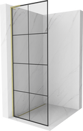 Mexen Kioto L ścianka prysznicowa Walk-in 90 x 200 cm, czarna kratka, złota szczotkowana - 800-090-103-55-77