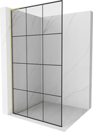 Mexen Kioto L ścianka prysznicowa Walk-in 100 x 200 cm, czarna kratka, złota szczotkowana - 800-100-103-55-77