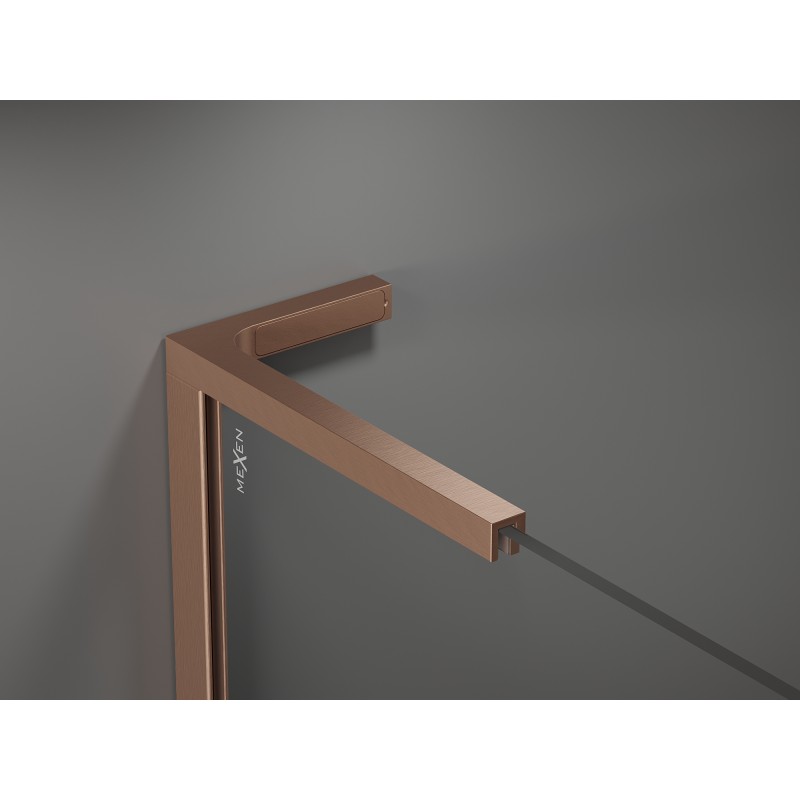 Mexen Kioto L ścianka prysznicowa Walk-in 80 x 200 cm, czarna kratka, miedź szczotkowana - 800-080-103-65-77