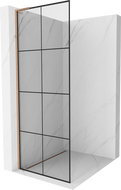 Mexen Kioto L ścianka prysznicowa Walk-in 90 x 200 cm, czarna kratka, miedź szczotkowana - 800-090-103-65-77