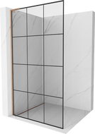 Mexen Kioto L ścianka prysznicowa Walk-in 100 x 200 cm, czarna kratka, miedź szczotkowana - 800-100-103-65-77