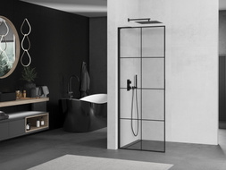 Mexen Kioto L ścianka prysznicowa Walk-in 70 x 200 cm, czarna kratka, czarna - 800-070-103-70-77