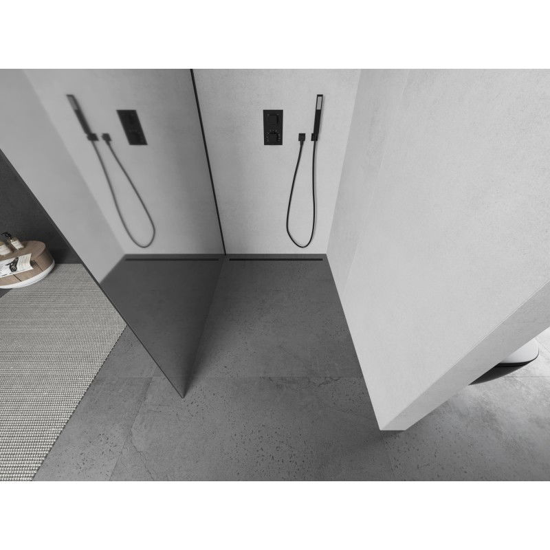 Mexen Kioto L ścianka prysznicowa Walk-in 70 x 200 cm, lustro, czarna - 800-070-103-70-50