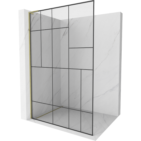 Mexen Kioto L ścianka prysznicowa Walk-in 110 x 200 cm, czarny wzór, złota - 800-110-103-50-78