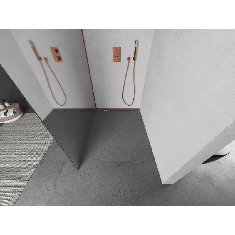 Mexen Kioto L ścianka prysznicowa Walk-in 80 x 200 cm, lustro, różowe złoto - 800-080-103-60-50