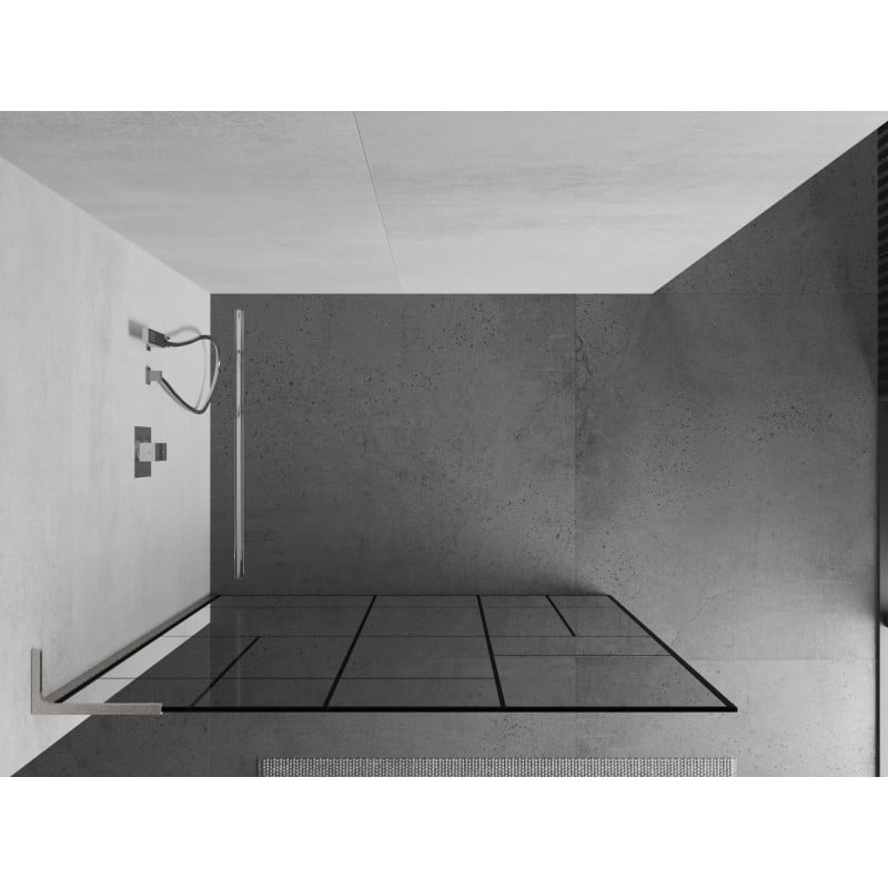 Mexen Kioto L ścianka prysznicowa Walk-in 90 x 200 cm, czarny wzór, nikiel szczotkowany - 800-090-103-97-78