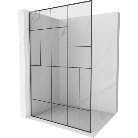 Mexen Kioto L ścianka prysznicowa Walk-in 90 x 200 cm, czarny wzór, nikiel szczotkowany - 800-090-103-97-78