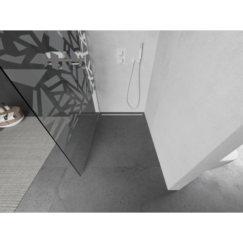 Mexen Kioto L ścianka prysznicowa Walk-in 120 x 200 cm, biały wzór, biała - 800-120-103-20-85