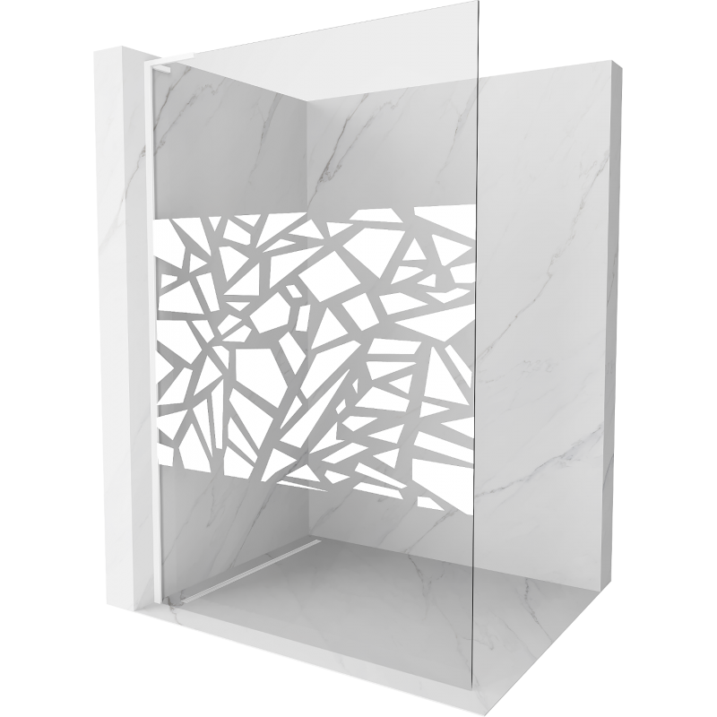 Mexen Kioto L ścianka prysznicowa Walk-in 90 x 200 cm, biały wzór, biała - 800-090-103-20-85