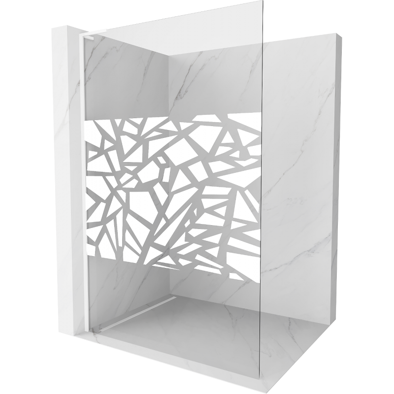 Mexen Kioto L ścianka prysznicowa Walk-in 70 x 200 cm, biały wzór, biała - 800-070-103-20-85