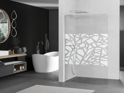 Mexen Kioto L ścianka prysznicowa Walk-in 100 x 200 cm, biały wzór, chrom - 800-100-103-01-85