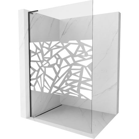 Mexen Kioto L ścianka prysznicowa Walk-in 100 x 200 cm, biały wzór, czarna - 800-100-103-70-85