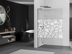 Mexen Kioto L ścianka prysznicowa Walk-in 120 x 200 cm, biały wzór, gun gray szczotkowany - 800-120-103-66-85