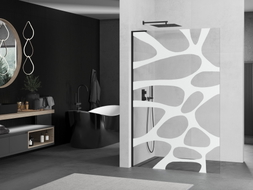 Mexen Kioto L ścianka prysznicowa Walk-in 90 x 200 cm, biała fala, czarna - 800-090-103-70-97