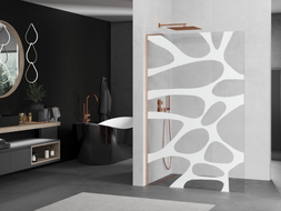 Mexen Kioto L ścianka prysznicowa Walk-in 90 x 200 cm, biała fala, miedź szczotkowana - 800-090-103-65-97