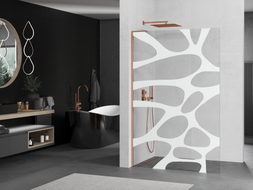 Mexen Kioto L ścianka prysznicowa Walk-in 80 x 200 cm, biała fala, różowe złoto - 800-080-103-60-97
