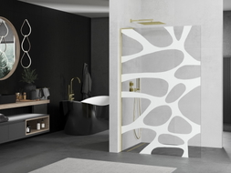 Mexen Kioto L ścianka prysznicowa Walk-in 120 x 200 cm, biała fala, złota - 800-120-103-50-97