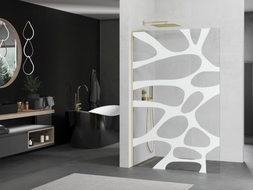 Mexen Kioto L ścianka prysznicowa Walk-in 70 x 200 cm, biała fala, złota - 800-070-103-50-97