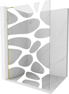 Mexen Kioto L ścianka prysznicowa Walk-in 110 x 200 cm, biała fala, złota szczotkowana - 800-110-103-55-97