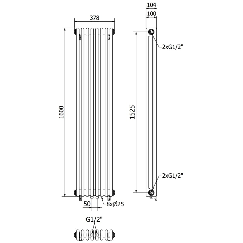 Mexen Denver grzejnik dekoracyjny 1600 x 378 mm, 1487 W, biały - W215-1600-378-00-20