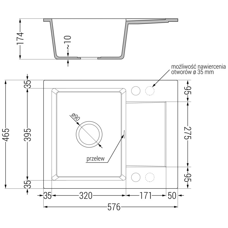 Mexen Enzo zlewozmywak granitowy 1-komorowy z ociekaczem i baterią kuchenną Telma, biały - 6506-20-670200-00