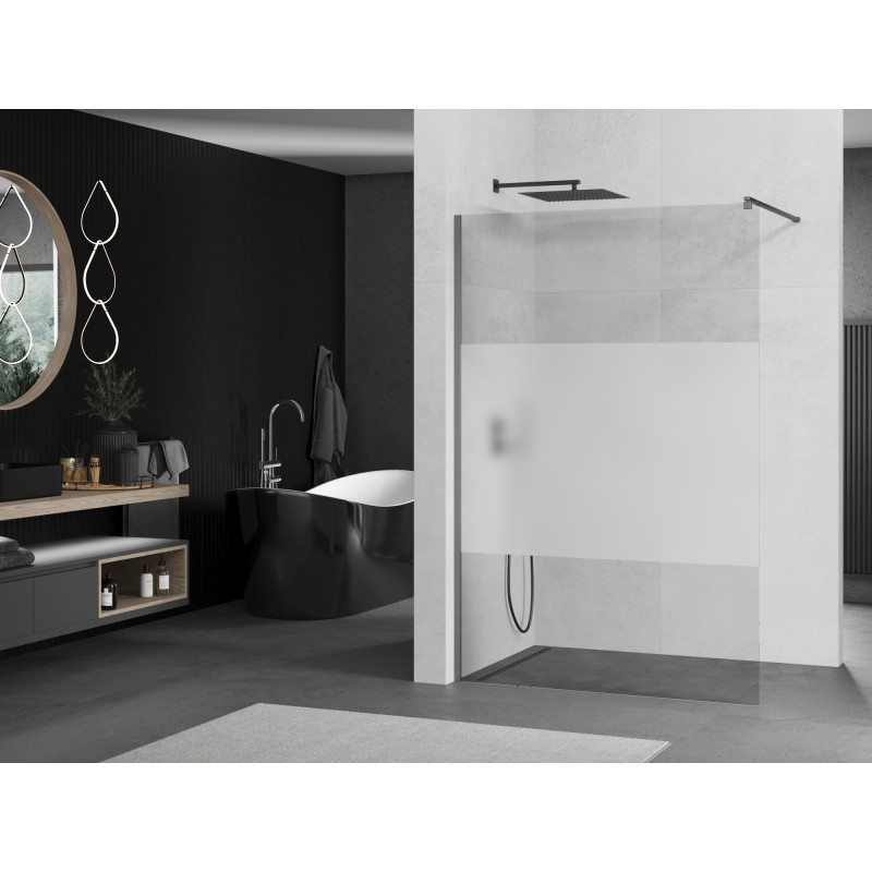 Mexen Kioto ścianka prysznicowa Walk-in 90 x 200 cm, transparent/szron 8 mm, gun metal - 800-090-101-95-35