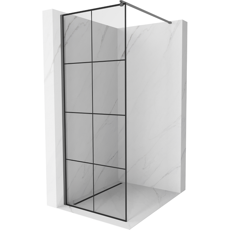 Mexen Kioto ścianka prysznicowa Walk-in 90 x 200 cm, czarna kratka 8 mm, gun metal - 800-090-101-95-77
