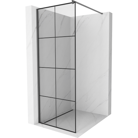 Mexen Kioto ścianka prysznicowa Walk-in 90 x 200 cm, czarna kratka 8 mm, gun metal - 800-090-101-95-77