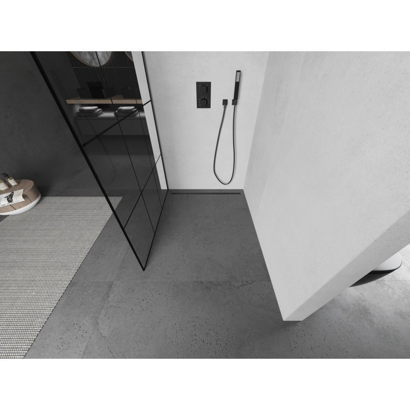 Mexen Kioto ścianka prysznicowa Walk-in 120 x 200 cm, czarna kratka 8 mm, gun metal - 800-120-101-95-77