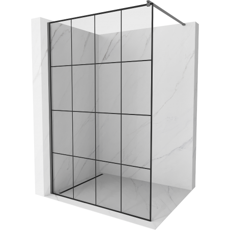 Mexen Kioto ścianka prysznicowa Walk-in 150 x 200 cm, czarna kratka 8 mm, gun metal - 800-150-101-95-77