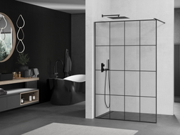 Mexen Kioto ścianka prysznicowa Walk-in 160 x 200 cm, czarna kratka 8 mm, gun metal - 800-160-101-95-77